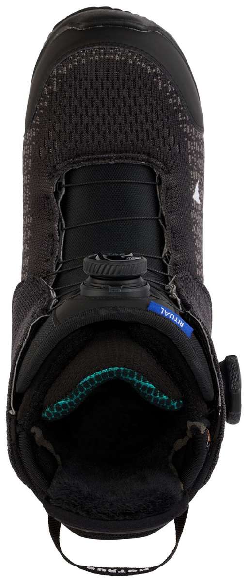 Burton Women's Ritual BOA Snowboard Boot 2024 - Black snowboard boot with a textured pattern on the upper and black laces.