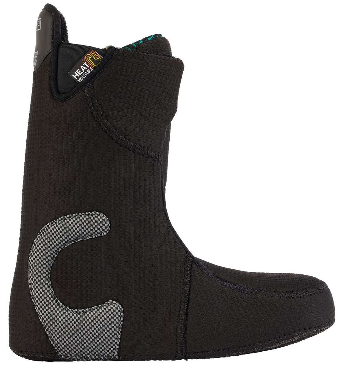 Burton Women's Ritual BOA Snowboard Boot 2024 - A black snowboard boot with a textured pattern on the side and a blue logo on the tongue.