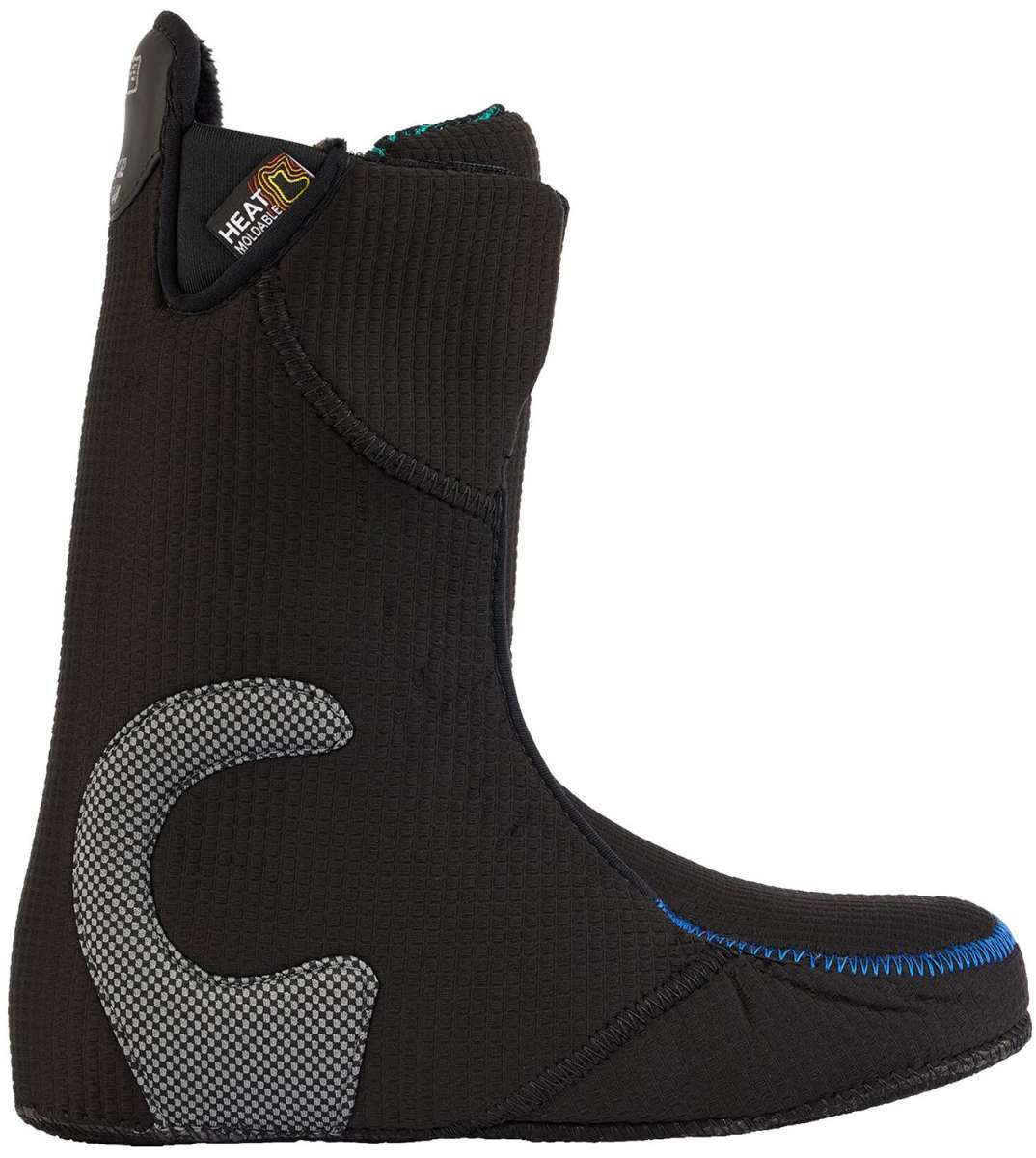 Burton Women's Ritual Step On Boot 2024 - Black boot with a textured pattern on the side and a blue stitching detail along the toe.