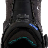 Burton Women's Ritual Step On Boot 2024 - Black boot with white stitching and a blue tag on the side.