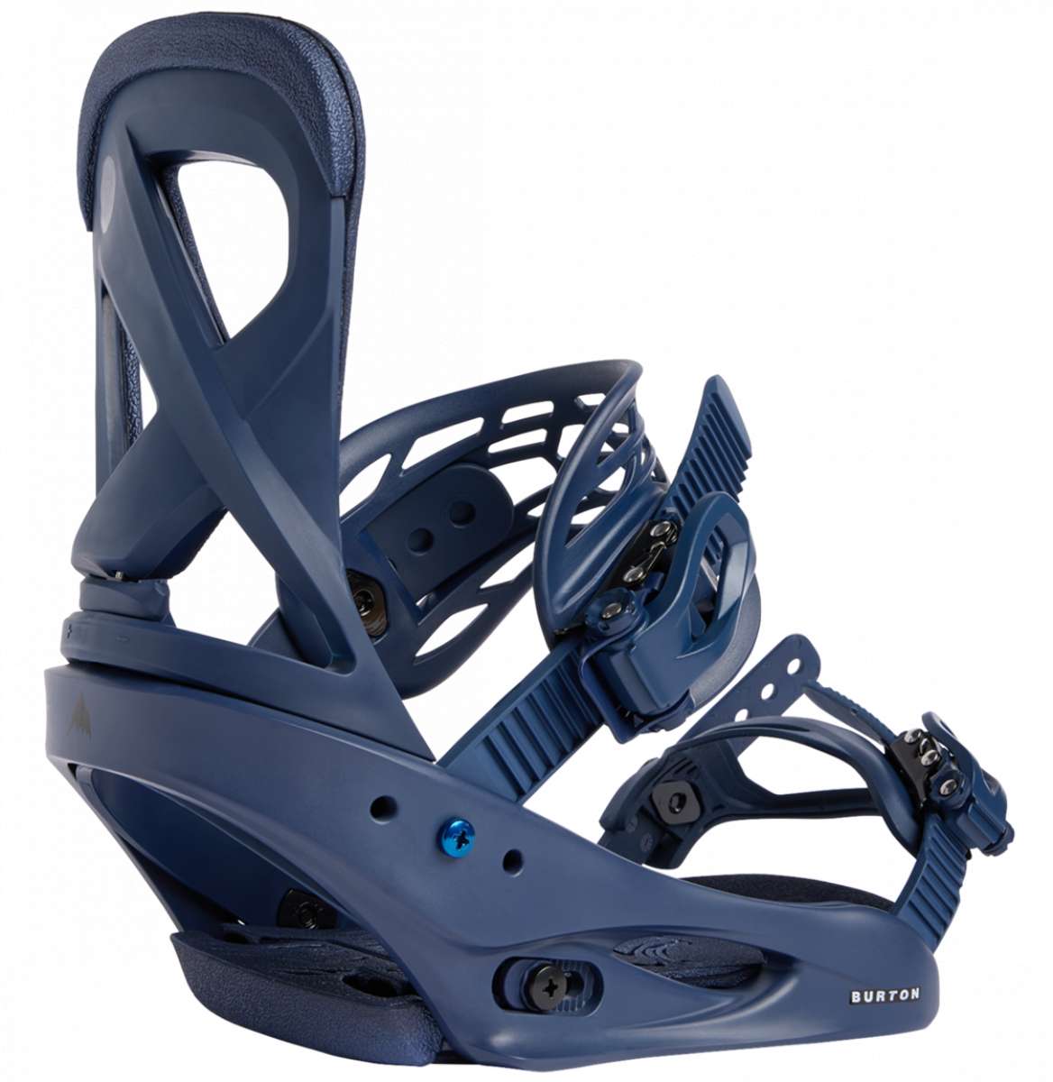 Burton Women's Scribe Snowboard Binding - A dark gray snowboard binding with a distinctive geometric pattern on the straps and buckles.