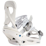 Burton Women's Scribe Snowboard Binding - A white snowboard binding with a gray strap and silver buckles.