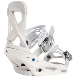 Burton Women's Scribe Snowboard Binding - A white snowboard binding with a gray strap and silver buckles.