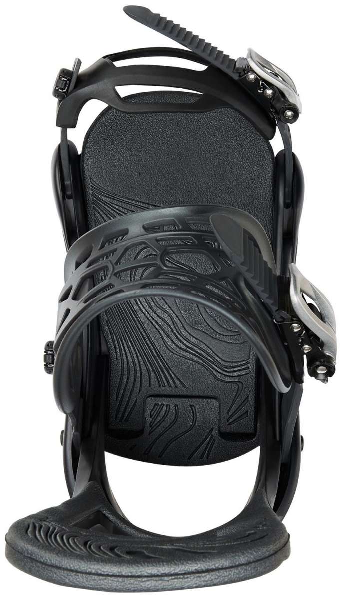 Burton Women's Scribe Snowboard Binding - A black snowboard binding with a textured pattern on the baseplate and straps, viewed from the back.
