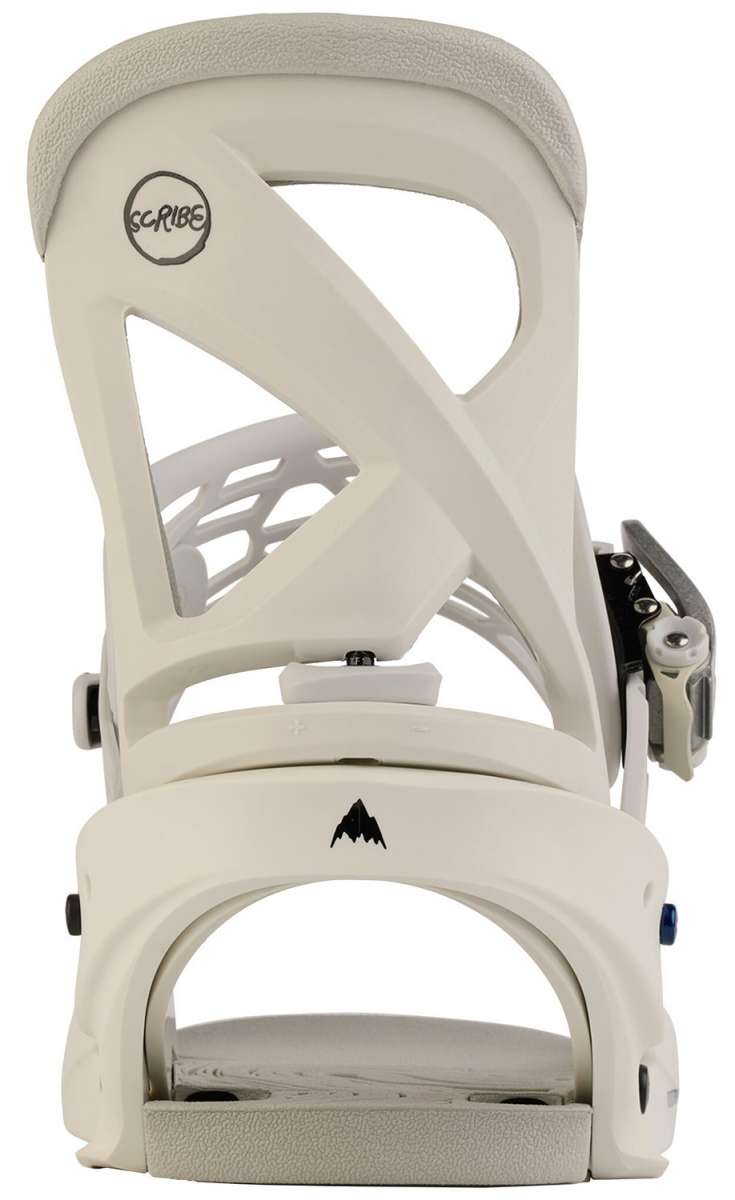 Burton Women's Scribe Snowboard Binding - A white snowboard binding with a black logo on top and a gray strap.