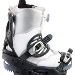 Burton Women's Scribe Snowboard Binding 2024 - A pair of women's snowboard bindings with a sleek, modern design and silver buckles.