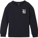Burton Ladies Talent Scout Crew Top 2023 - A black crew neck sweatshirt with a white logo on the left chest featuring a stylized "B" and "Talent Scout" in small print.
