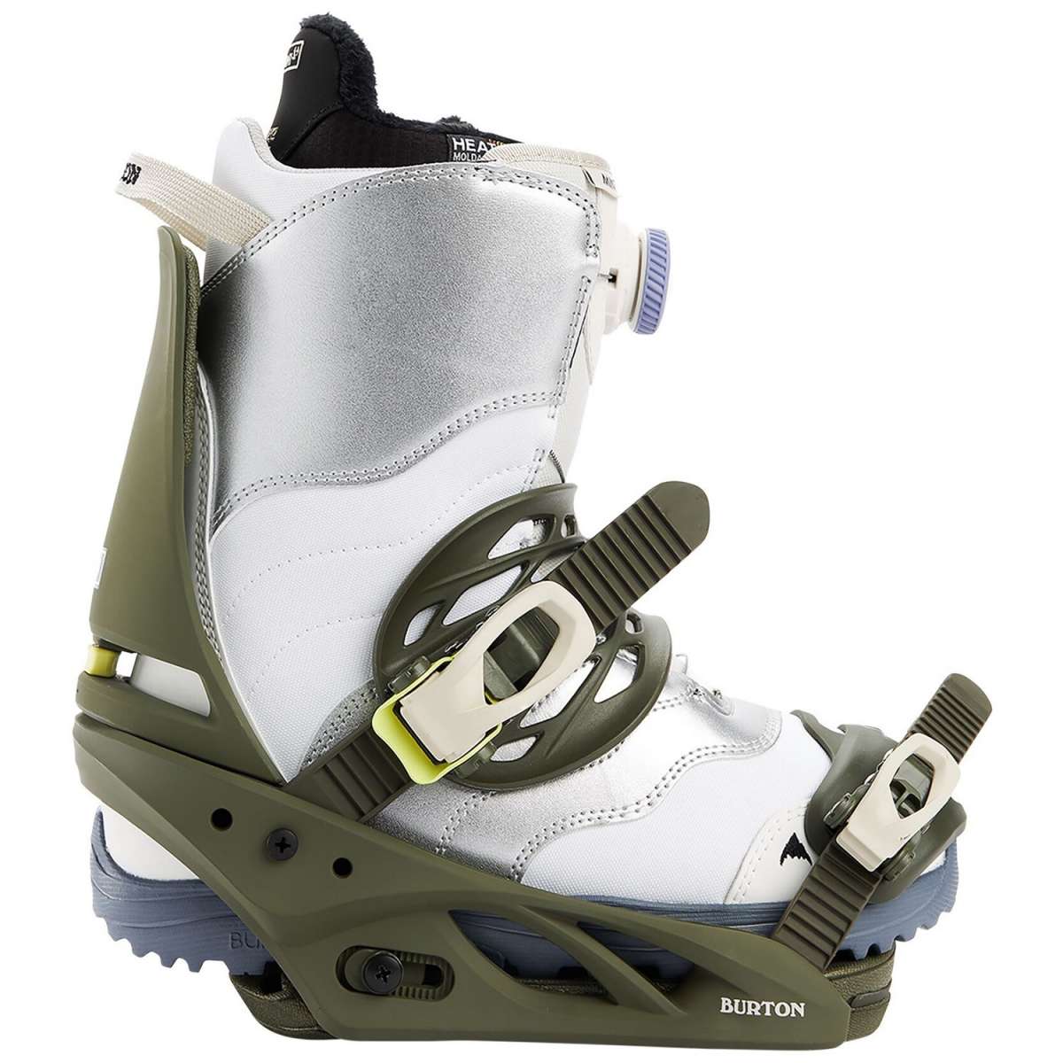 Burton Women's Lexa Snowboard Bindings 2022 - A pair of white snowboard bindings with black buckles and straps.