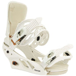 Burton Women's Lexa Snowboard Bindings 2022 - A pair of white snowboard bindings with a textured strap and black buckles.