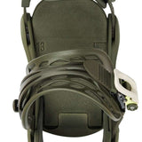 Burton Women's Lexa Snowboard Bindings 2022 - A pair of dark green snowboard bindings with a textured pattern on the straps and buckles.