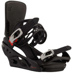 Burton Women's Lexa Snowboard Bindings - A black snowboard binding with a red accent on the highback strap and silver buckles.