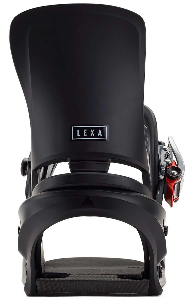 Burton Women's Lexa Snowboard Bindings - A pair of black snowboard bindings with silver buckles and straps.