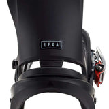 Burton Women's Lexa Snowboard Bindings - A pair of black snowboard bindings with silver buckles and straps.