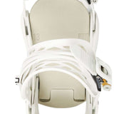 Burton Women's Lexa Snowboard Bindings 2022 - A pair of white snowboard bindings with a textured black strap and silver buckles.