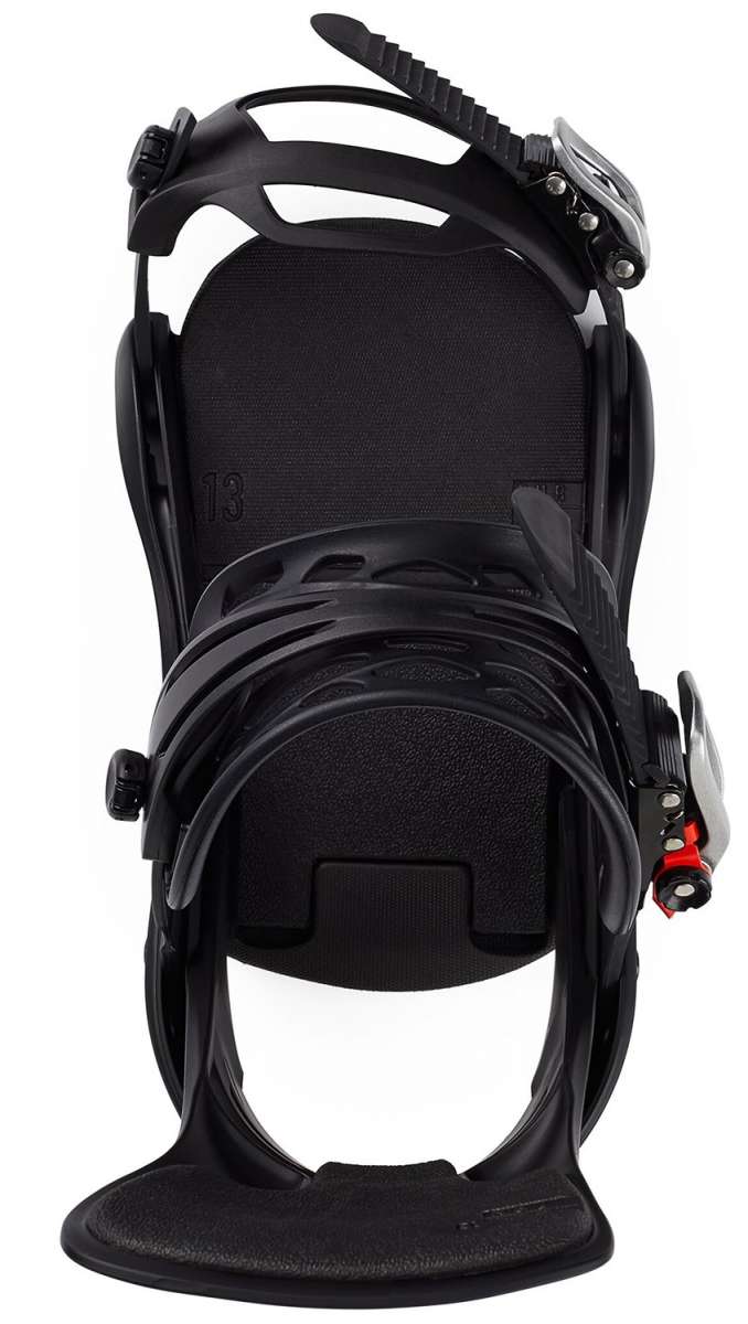 Burton Women's Lexa Snowboard Bindings - Black bindings with silver buckles and straps on a white background.