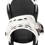 Burton Women's Lexa Snowboard Bindings - A black and white snowboard binding with a pink strap on the right side.