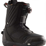 Burton Women's Limelight Step On Snowboard Boot 2024 - A black snowboard boot with a strap and buckle closure, featuring a textured pattern on the upper material.