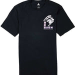 Burton Macatowa Short Sleeve T-Shirt 2023 - A black t-shirt with a white graphic of a snowboarder on the chest.