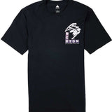 Burton Macatowa Short Sleeve T-Shirt 2023 - A black t-shirt with a white graphic of a snowboarder on the chest.