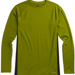 Burton Midweight X Crew Base Layer Top 2023 - A green crew neck base layer top with a small Burton logo on the left chest and black side panels.