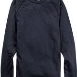 Burton Midweight X Crew Base Layer Top 2023 - A black crew-neck base layer top with a small white logo on the chest and a tag at the back of the neck.