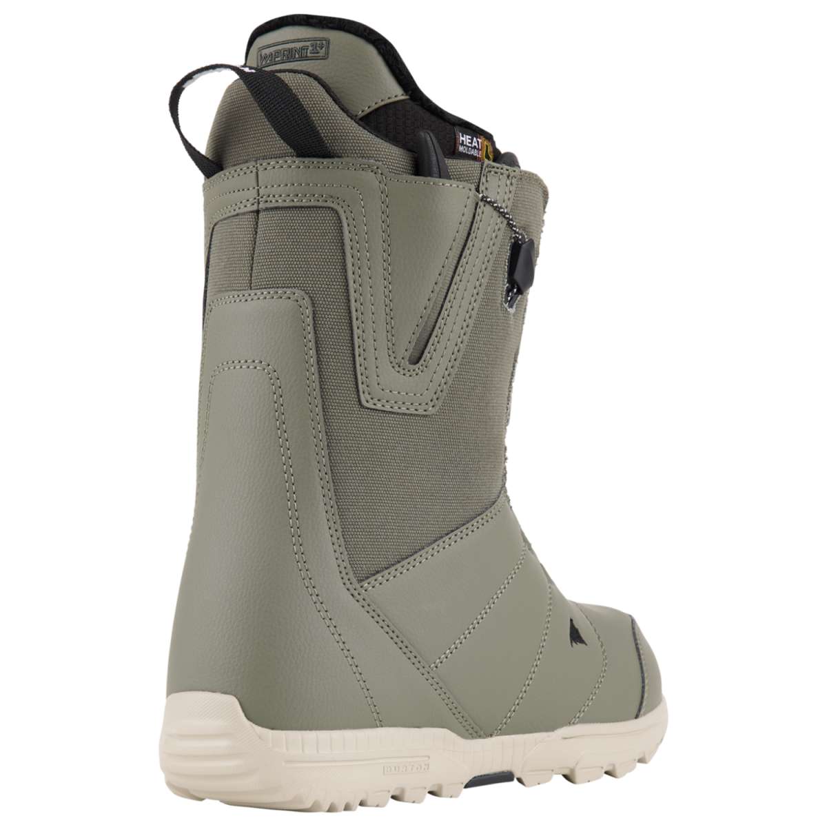 Burton Moto Snowboard Boot 2024 - A gray snowboard boot with a black strap and white sole.