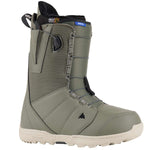 Burton Moto Snowboard Boot 2024 - A tall, olive green snowboard boot with a black strap and buckle on the side.