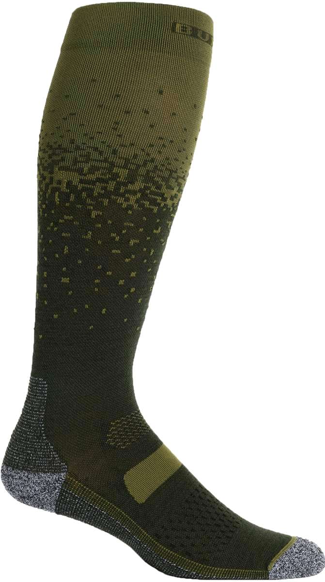 Burton Performance Ultralight Sock 2023 - Dark-colored sock with small, light-colored dots and a thick gray heel and toe.