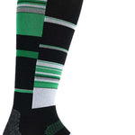 Burton Performance Ultralight Sock 2023 - Black socks with green and grey stripes on top of foot, white heel and toe.
