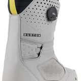 Burton Photon BOA Snowboard Boot 2024 - A gray snowboard boot with a black strap and white lettering on the side.