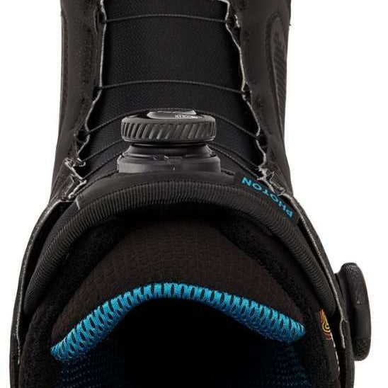Burton Photon BOA Snowboard Boot 2024 - Black snowboard boot with a round, black dial on top of the tongue.