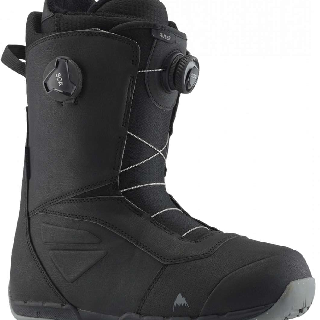 Burton Ruler BOA Snowboard Boot 2024 - Black snowboard boots with a sleek, modern design and silver BOA dials on the side.