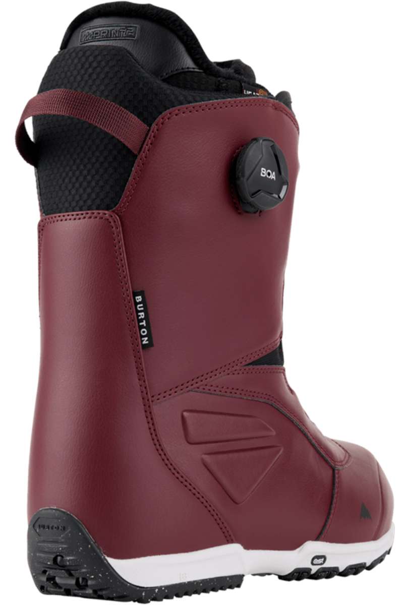 Burton Ruler BOA Snowboard Boot 2024 - A black and gray snowboard boot with a textured pattern on the side, featuring a round black BOA dial.