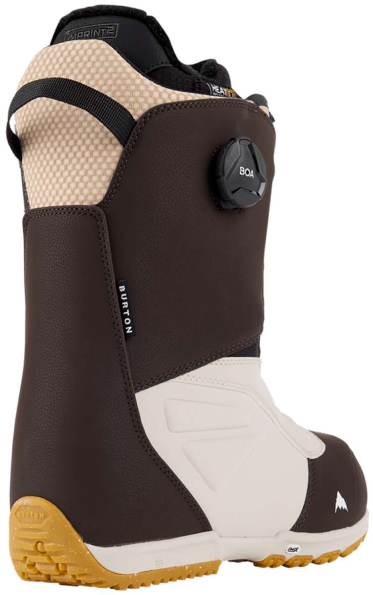 Burton Ruler BOA Snowboard Boot 2024 - A brown and white snowboard boot with a black BOA dial on the side.
