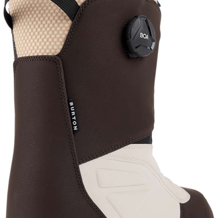 Burton Ruler BOA Snowboard Boot 2024 - A brown and white snowboard boot with a black BOA dial on the side.