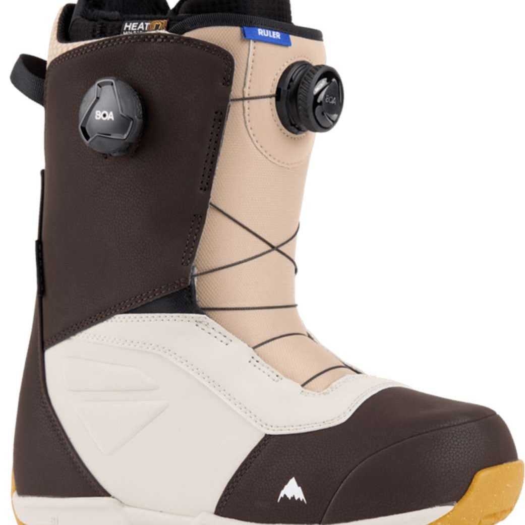Burton Ruler BOA Snowboard Boot 2024 - A tan and brown snowboard boot with a black BOA dial on each side.