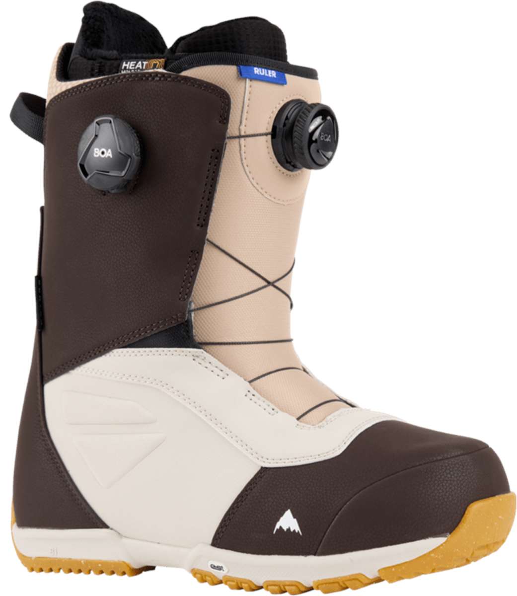 Burton Ruler BOA Snowboard Boot 2024 - A tan and brown snowboard boot with a black BOA dial on each side.