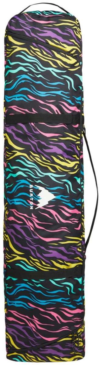 Burton - Space Sack Board Bag 2024 is shown in black with a repeating pattern of blue, pink, and yellow wavy lines.