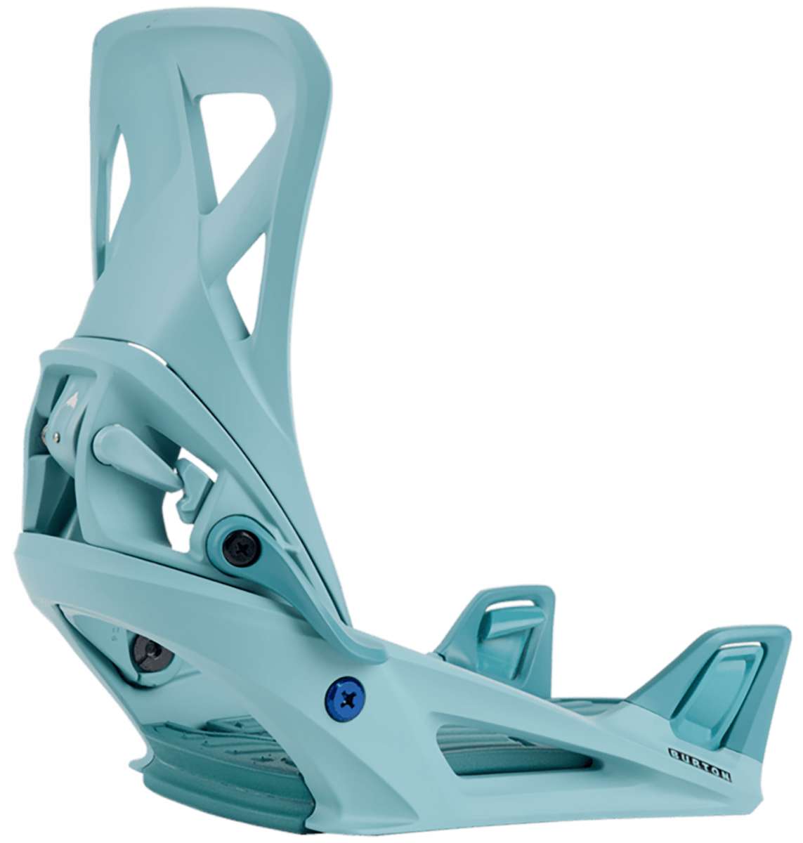 Burton Step On Snowboard Binding 2024 - A light blue snowboard binding with a sleek, modern design and silver hardware.