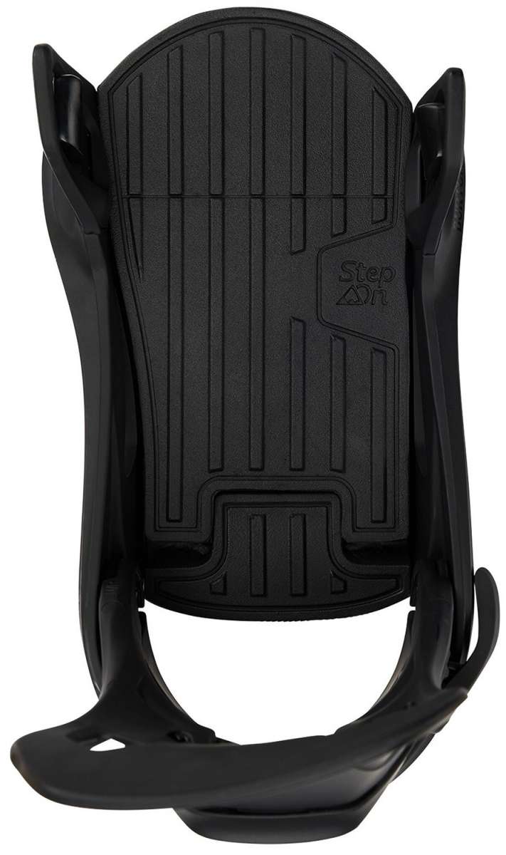 Burton Step On Snowboard Binding - 2024 model with a sleek black design and silver hardware accents.