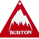 Burton Tri-Scrapper 2023 - A red snowboard with a white logo featuring three mountain peaks and the word "BURTON" in bold, black letters.