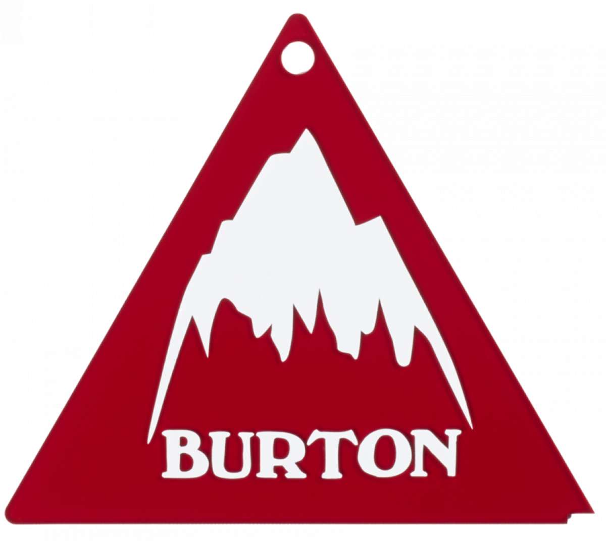 Burton Tri Scraper - A red scraper with a white logo featuring three skiers in action.