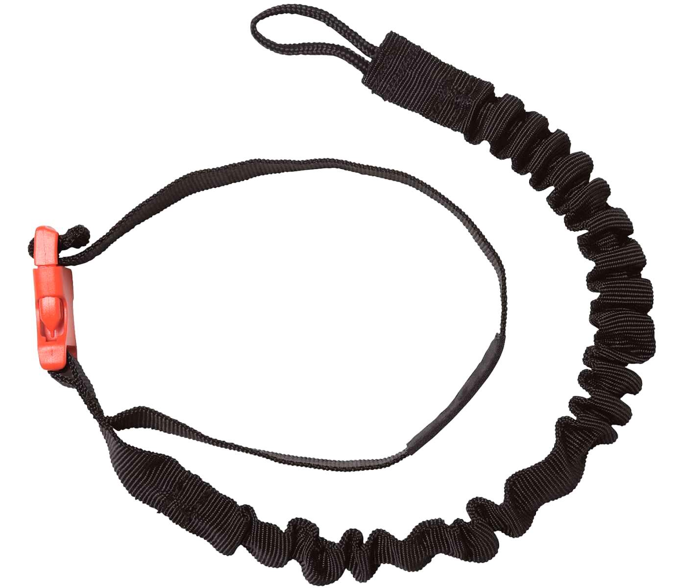 Burton Web Leash 2024 - Black webbing with a red plastic buckle.