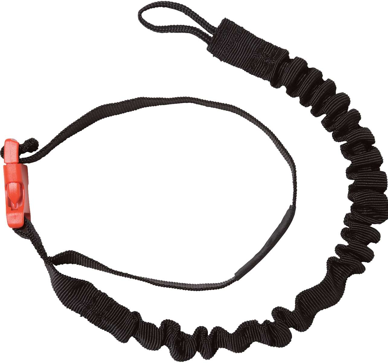 Burton Web Snowboard Leash 2023 - Black webbing with a red plastic buckle and clip.
