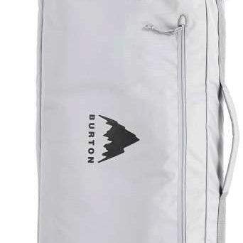 Burton Wheelie Gig Board Bag - A large, light gray bag with a handle on top and two wheels at the bottom for easy rolling.