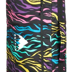 Burton Wheelie Gig Board Bag - Large black bag with a repeating pattern of blue, pink, yellow and purple squiggly lines.