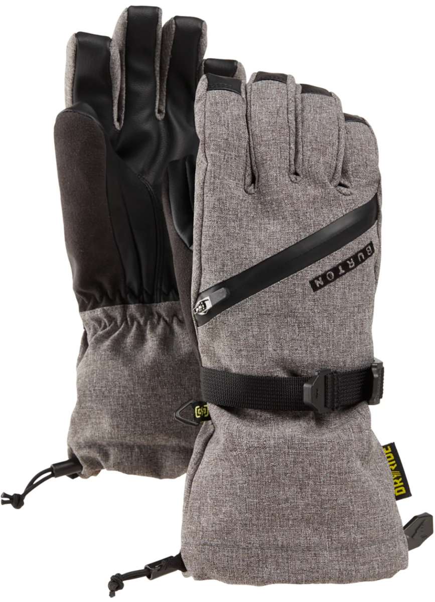 Burton Young Vent Gloves 2024 - A pair of gray gloves with black accents, featuring a textured fabric and adjustable Velcro strap at the wrist.