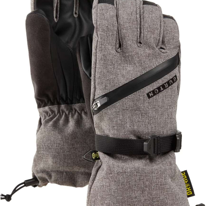 Burton Young Vent Gloves 2024 - A pair of gray gloves with black accents, featuring a textured fabric and adjustable Velcro strap at the wrist.