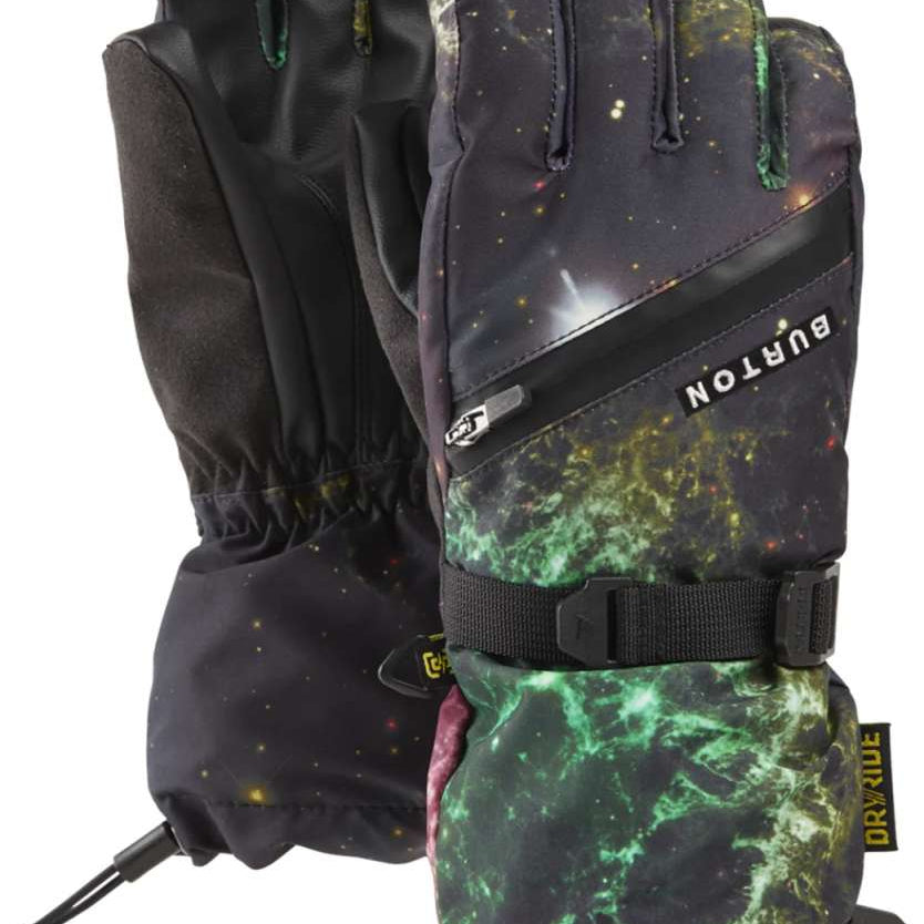 Burton Young Vent Gloves 2024 - Black gloves with a subtle white pattern on the back of one hand and a small logo near the wrist strap.