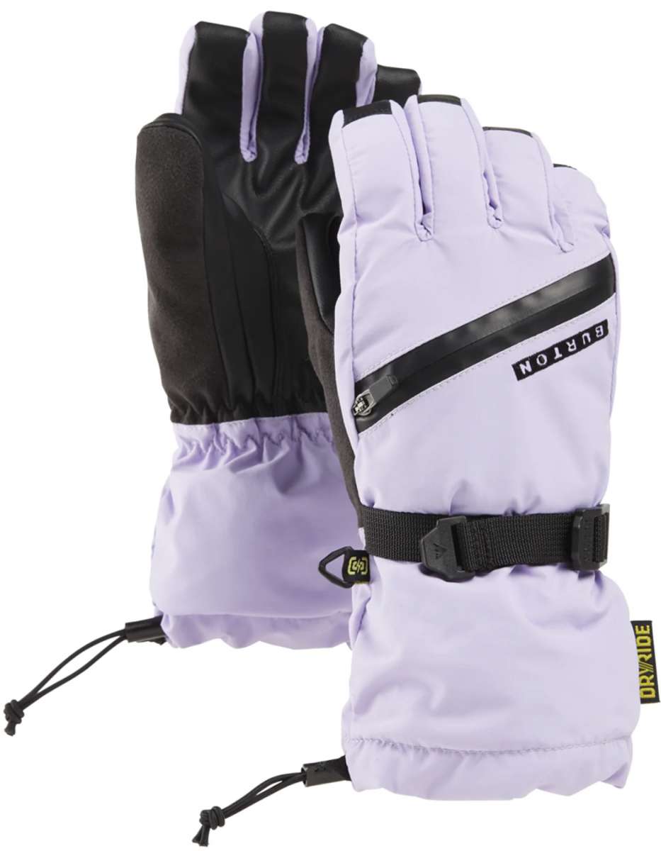Burton Young Vent Gloves 2024 - A pair of gloves with a black strap on the wrist and a white logo that says "BURTON" in all caps.